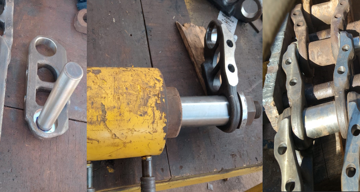 Armado y montaje cadena excavadora PC210